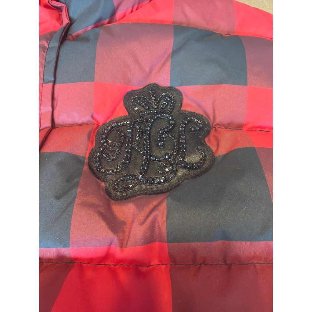 Lauren Ralph Lauren Women's 10 Buffalo Check Quilted Down Vest Embellished Logo - Picture 12 of 13
